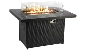 Palenisko gazowe - stół ogrodowy technorattanowe